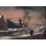 Pieter van Bredael (Antwerpen 1629 - Antwerpen 1719), zugeschr. Winterlandschaft Öl/Holz, 22,5 x