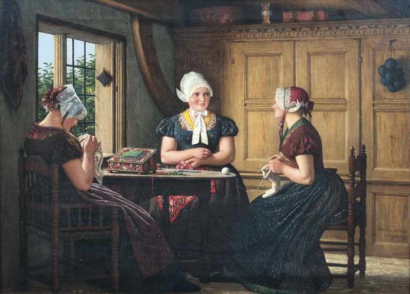 Carl Ludwig Jessen (Deezbüll bei Tondern 1833 - Deezbüll bei Tondern 1917) Drei junge Frauen bei der