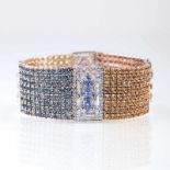 Farbfeines Edelstein-Armband mit Diamant-Besatz 14 kt. WG und Roségold, gest. Anschmiegsam zu