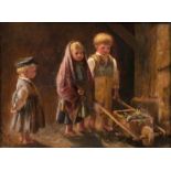 Anna Peters (Mannheim 1843 - Möhringen 1926) Drei Kinder Öl/Karton, 23,5 x 29,5 cm, l. u. sign. Anna