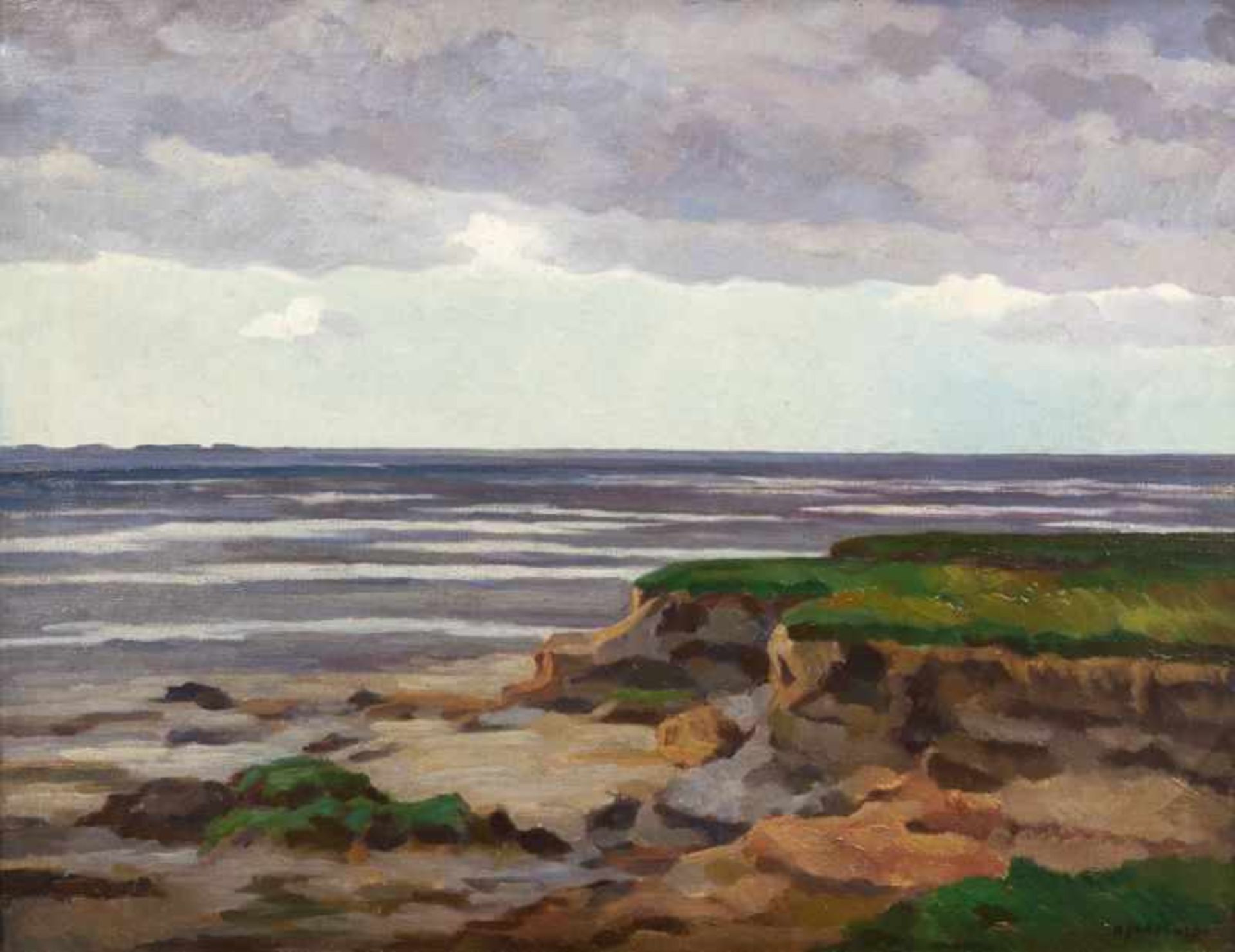 Albert Johannsen (Husum 1890 - Husum 1975) Wattkante Öl/Lw., 55 x 70 cm, r. u. sign. A. Johannsen. -