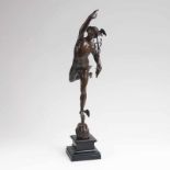 Große Bronze-Skulptur 'Merkur' nach Giambologna Ende 19. Jh. Bronze, braun patiniert, H. 72 cm,