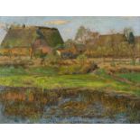 Ernst Eitner (Hamburg 1867 - Hamburg 1955) Dorf Hummelsbüttel Öl/Karton, 37,5 x 49 cm, r. u. sign.