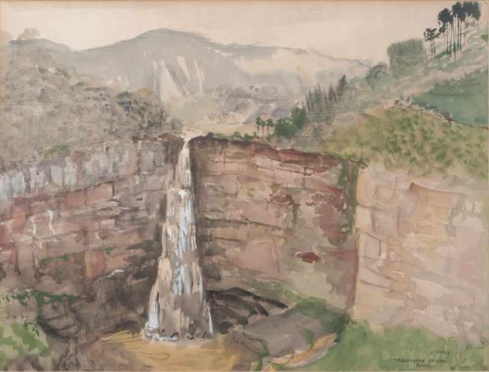 Ernst Huber (Wien 1895 - Wien 1960) Der Tequendama-Wasserfall bei Bogotá in Kolumbien 1938/39,