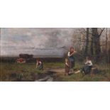 Ernst Meissner (Dresden 1837 - München 1902) Rast auf dem Feld Öl/Lw., 31 x 60 cm, r. u. sign. Ernst