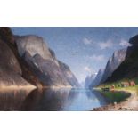 Elisabeth Grüttefien-Kiekebusch (Kettwig 1871) Naeröfjord Öl/Lw., 80 x 120 cm, r. u. sign. E.