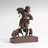 Eugène Barillot (Berlin 1841 - Frankreich 1900) Bronze-Skulptur 'Jäger mit zwei Hunden' Bronze mit