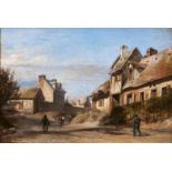 Louis Bentabole (Paris um 1827 - Paris 1880) Dorf in der Normandie Öl/Holz, 30,5 x 45 cm, l. u.