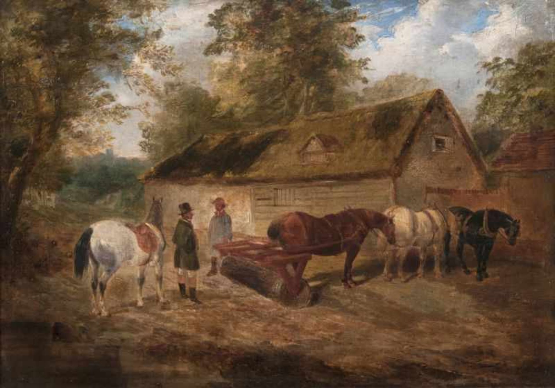 Samuel J. Clarke zugeschr. Pferdegespann mit Walze Öl/Lw., 37 x 49,5 cm. - Provenienz: Sotheby's