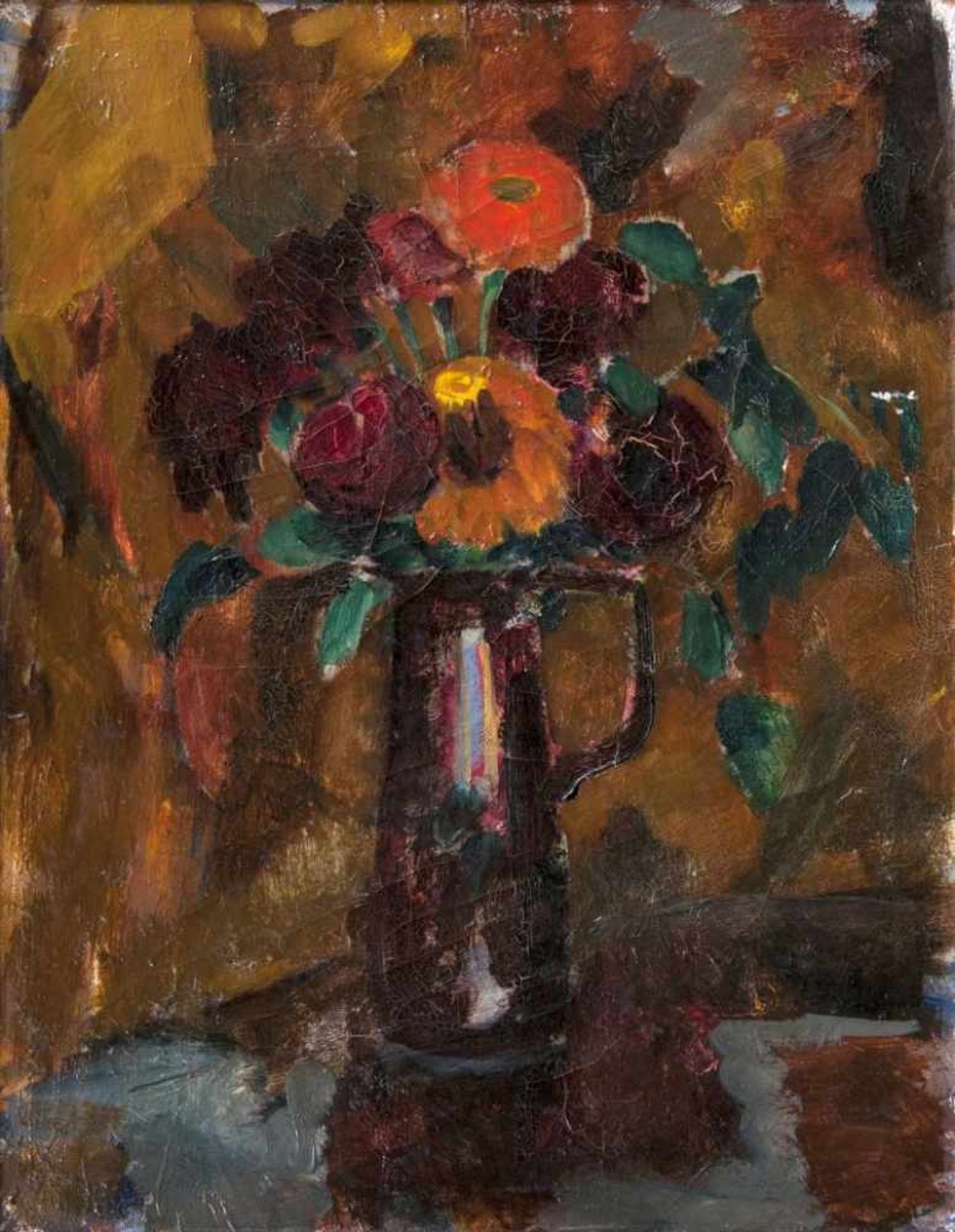 Hans Völcker (Pyritz 1865 - Wiesbaden 1944) Blumen in einem Krug Öl/Lw., 51,5 x 41,5 cm, auf dem