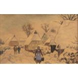 Ernst Eitner (Hamburg 1867 - Hamburg 1955) Dorf im Schnee Aquarell über Bleistift,13,5 x 20,5 cm,