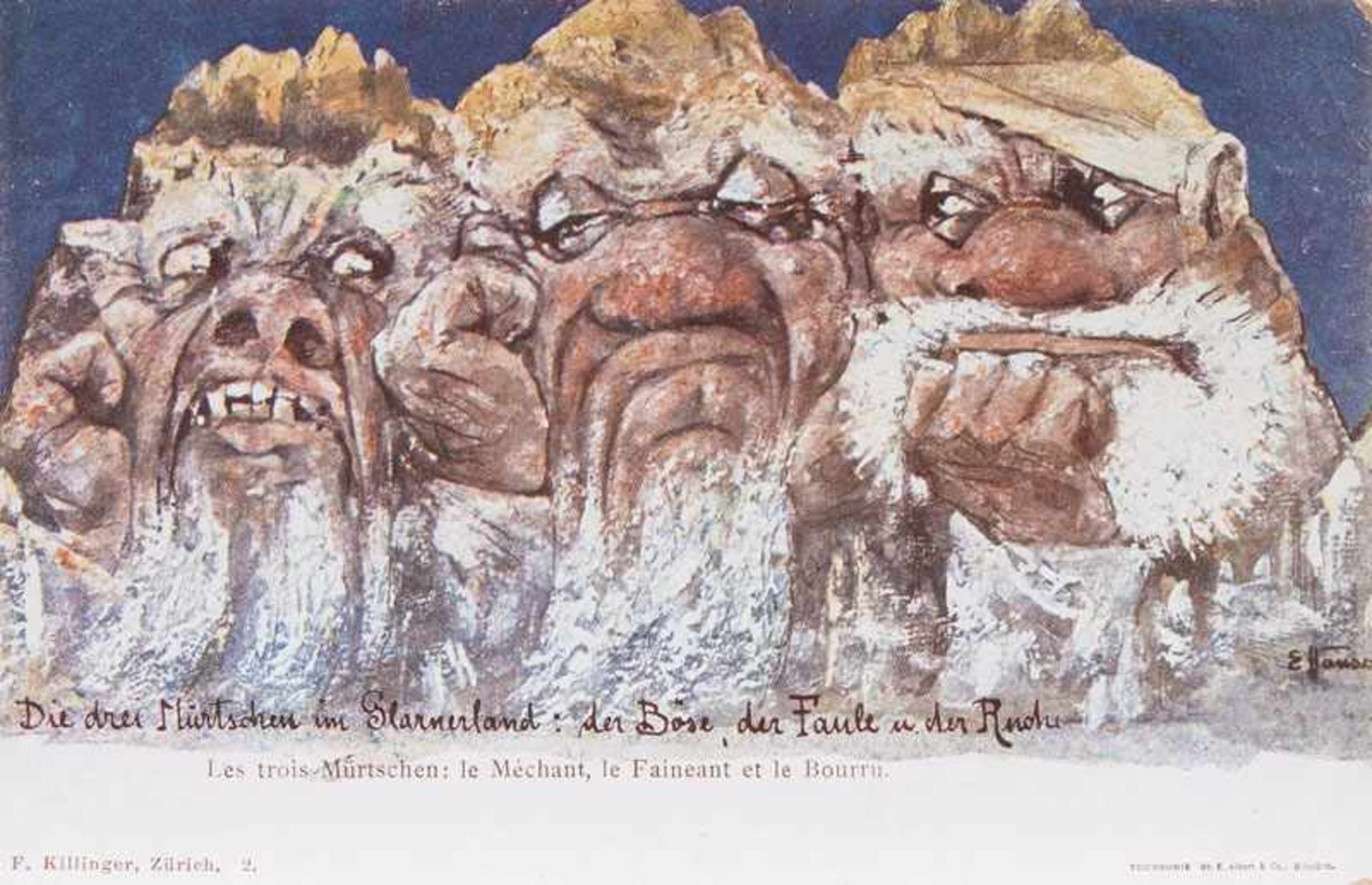 Emil Nolde (Nolde 1867 - Seebüll 1956) Fünf Bergpostkarten Farbige Klischeedrucke, 9 x 14 cm, in den - Bild 2 aus 3
