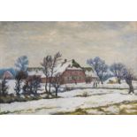 Ernst Eitner (Hamburg 1867 - Hamburg 1955) Winter in Hummelsbüttel Öl/Karton, 35 x 50 cm, l. u.