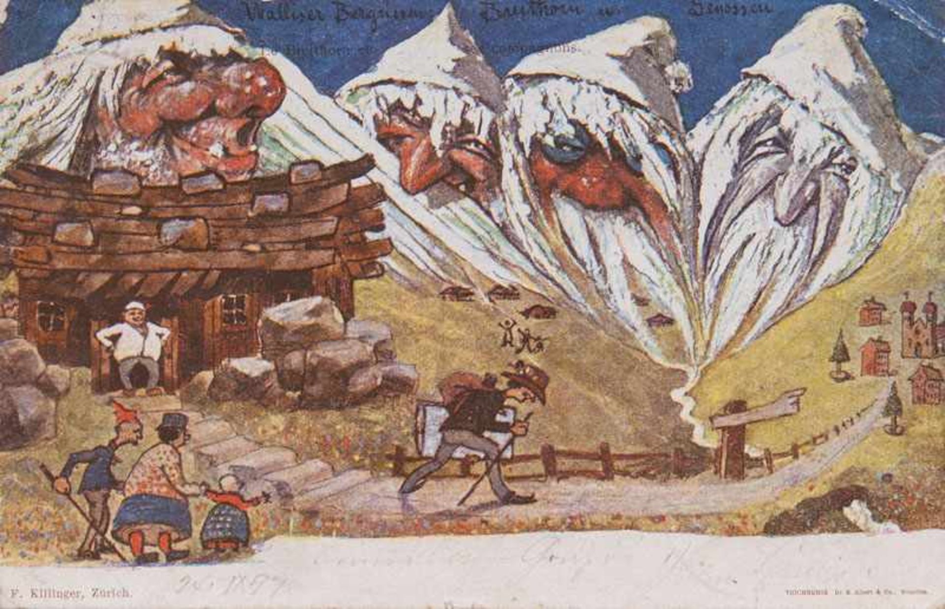 Emil Nolde (Nolde 1867 - Seebüll 1956) Fünf Bergpostkarten Farbige Klischeedrucke, 9 x 14 cm, in den