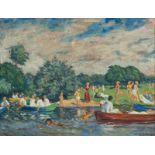 Ernst Eitner (Hamburg 1867 - Hamburg 1955) Stadtparkwiese Öl/Karton, 39 x 51 cm, r. u. sign. E.