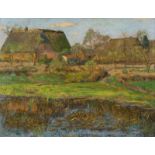 Ernst Eitner (Hamburg 1867 - Hamburg 1955) Dorf Hummelsbüttel Öl/Karton, 37,5 x 49 cm, r. u. sign.