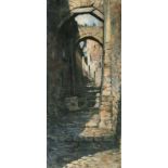 Carl Arp (Kiel 1867 - Jena 1913) Gasse in Taormina Öl/Lw., 119 x 54 cm, l. u. sign. u. dat. C. Arp