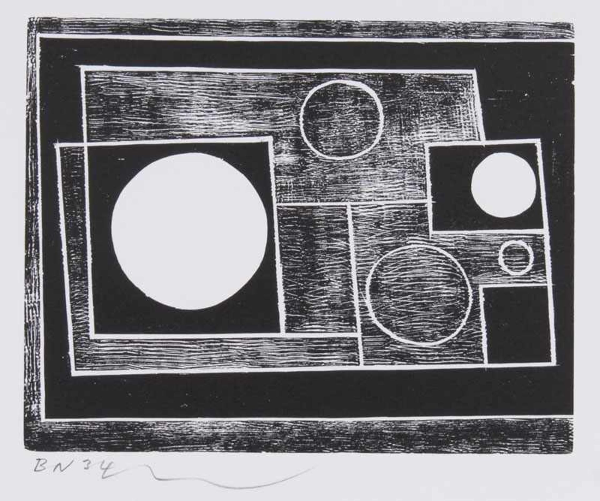 Ben Nicholson (Denham 1894 - London 1982) Five Circles 1962, Holzschnitt, 15,5 x 20 cm, l. u. mit