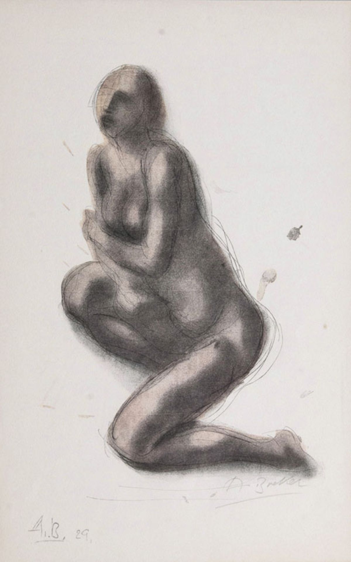 Arno Breker (Elberfeld 1900 - Düsseldorf 1991) Sitzender Akt Farboffset, 48 x 31 cm, r. u. mit