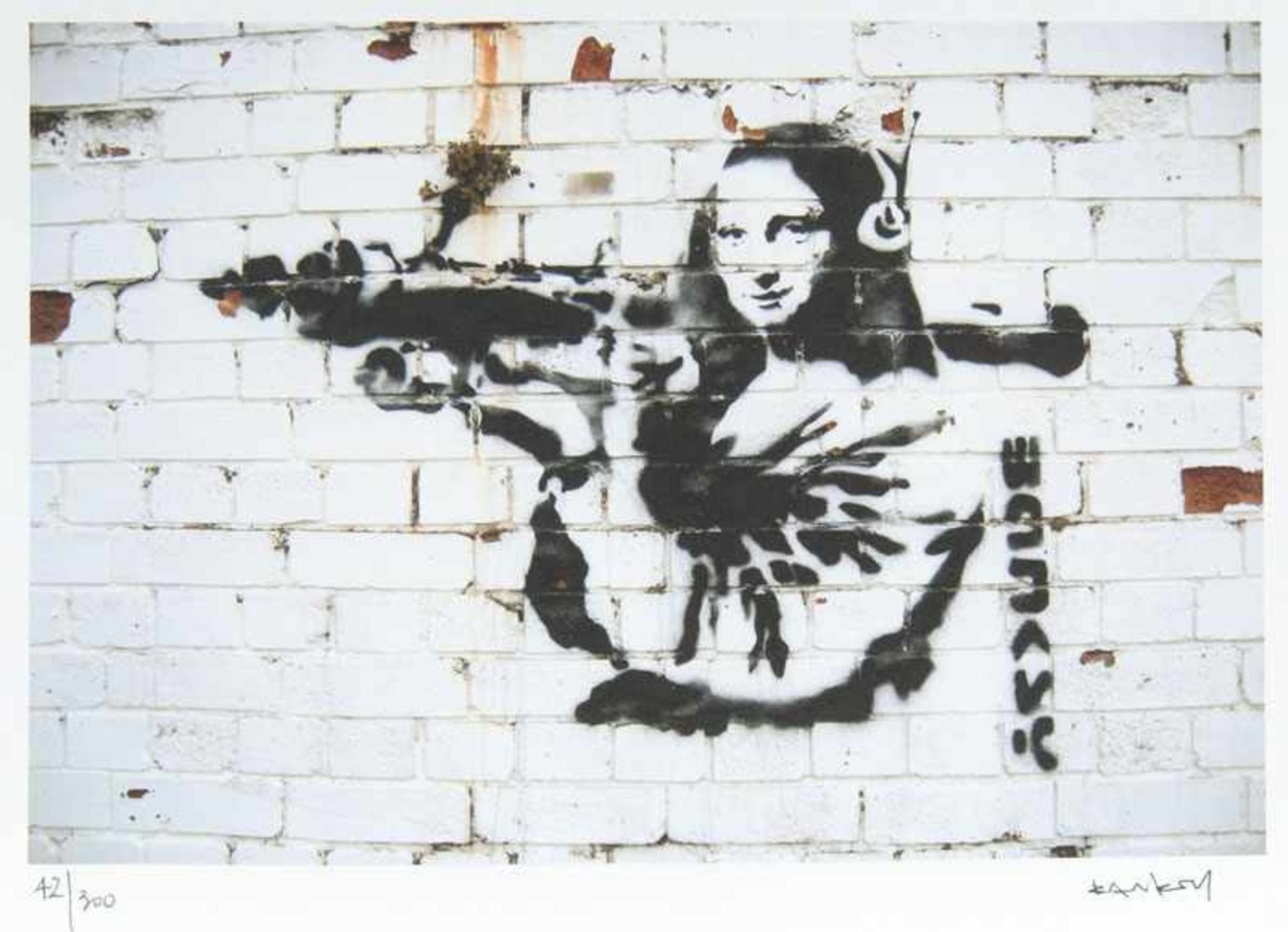 Banksy (Bristol 1974) Mona Lisa Digitaldruck, 19,5 x 28 cm, r. u. bez. Banksy, l. u. num. 42/300, r.