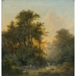 Friedrich Otto Georgi (Leipzig 1819 - Dresden 1874) Abendlandschaft mit Badenden Öl/Lw., 31,5 x 29