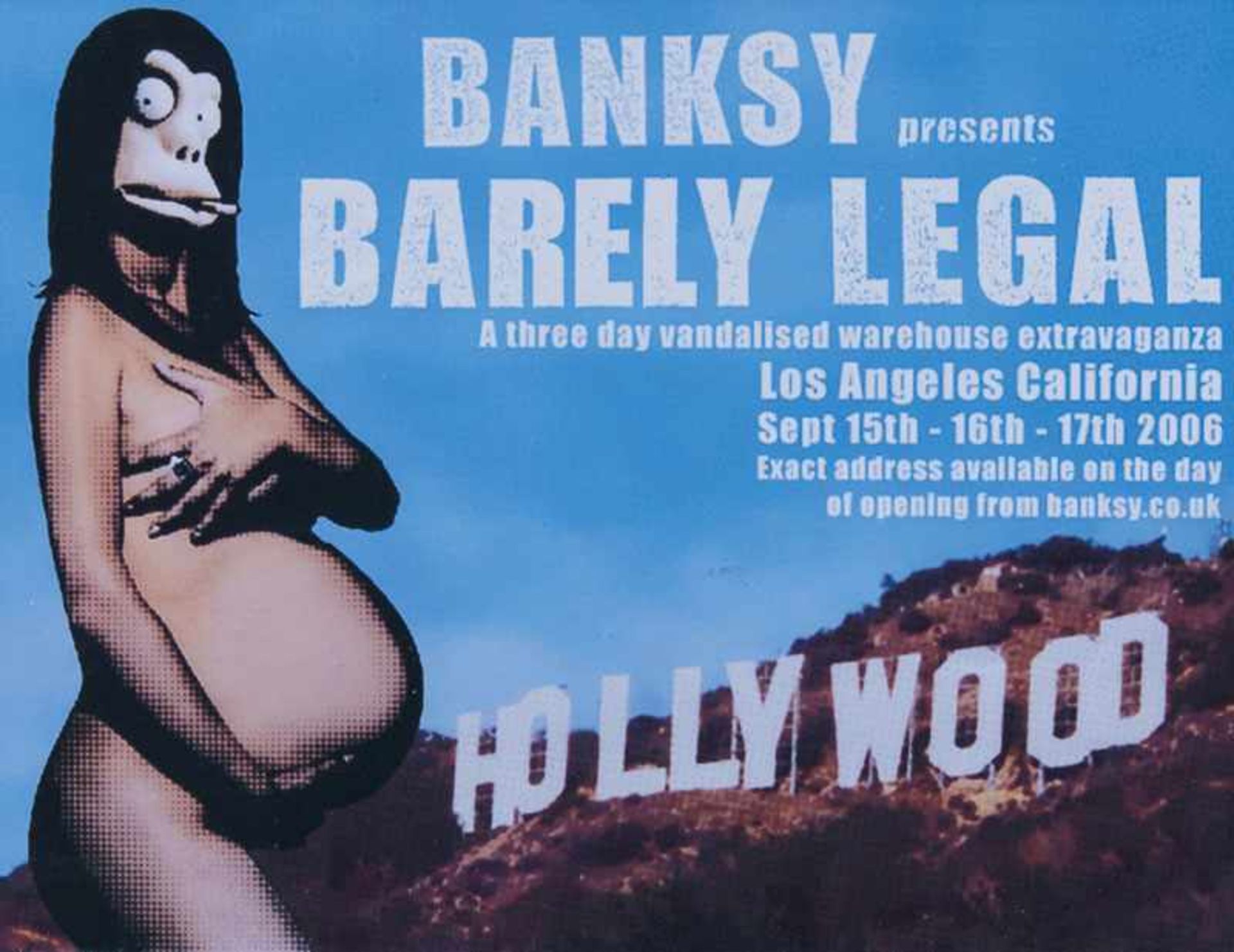 Banksy (Bristol 1974) Barely Legal Farbtintenstrahldruck, 25,5 x 19,5 cm, unter Glas gerahmt. -