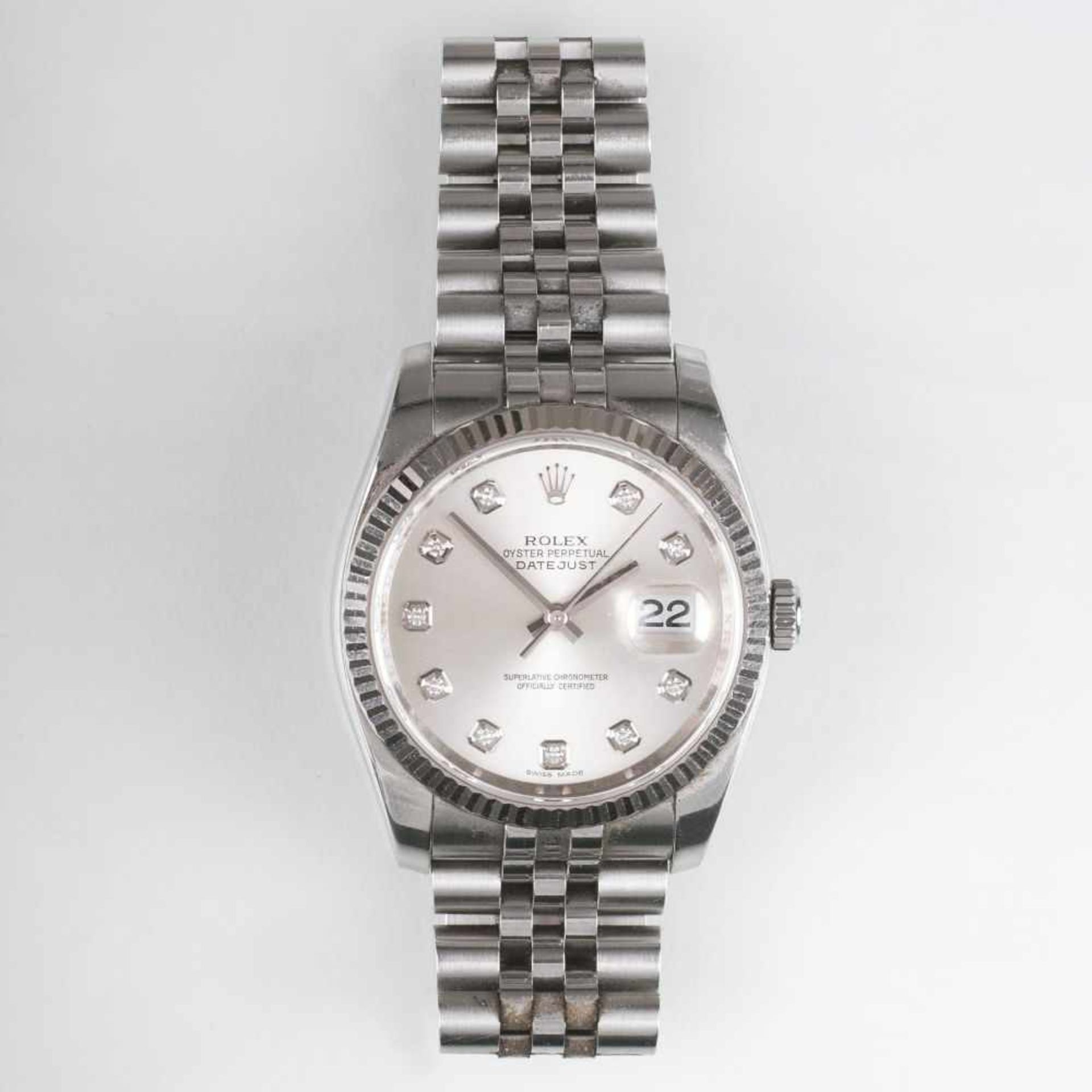 Rolexreg. 1908Herren-Armbanduhr mit Diamanten 'Oyster Perpetual Date Just'Edelstahl. Automatik.