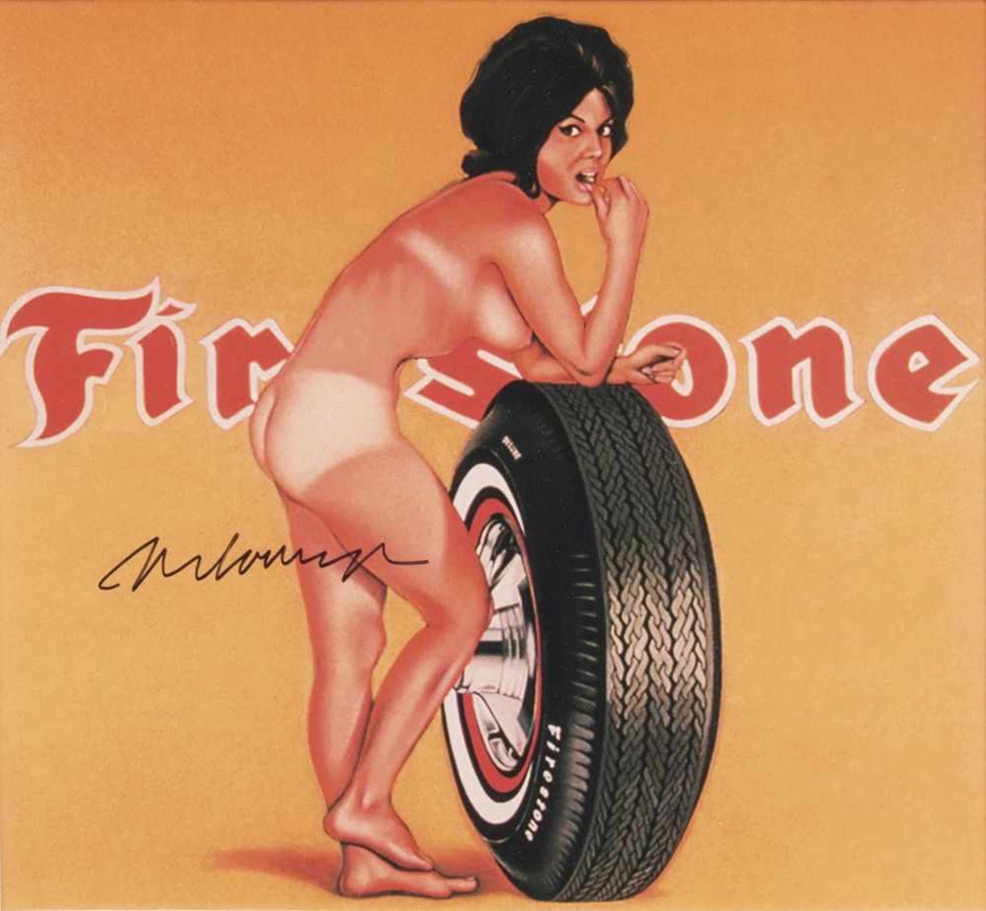 Mel Ramos(Sacramento/Kalifornien 1932 - Oakland 2018)Miss FirestoneFarboffset, 18 x 19,5 cm, l.