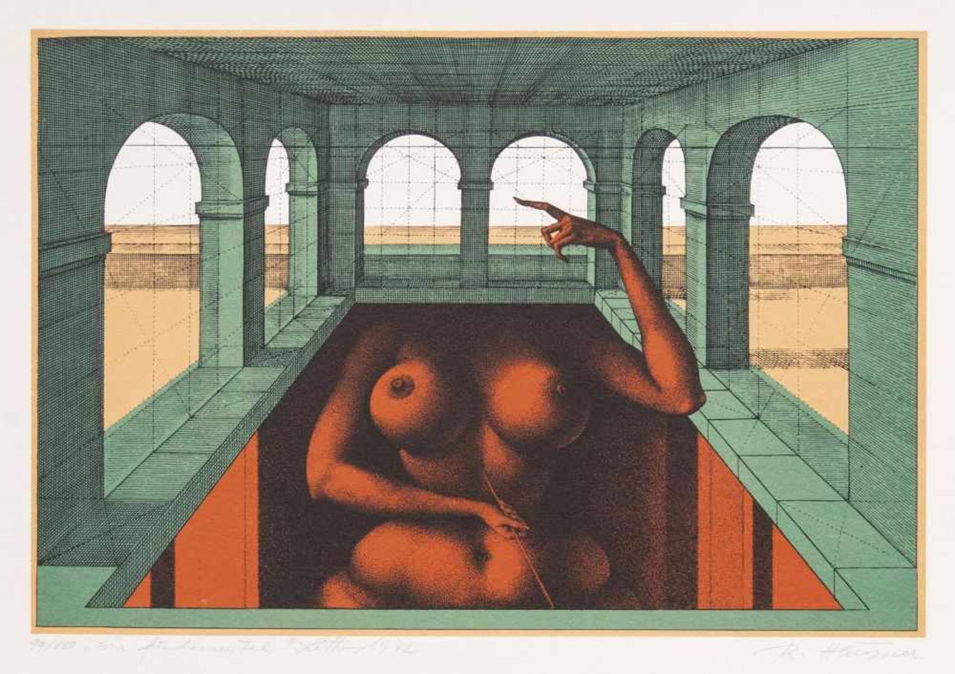 Rudolf Hausner(Wien 1914 - Mödling 1995)Eva fundamentalFarblithographie, 25,5 x 37,5 cm, r. u. mit