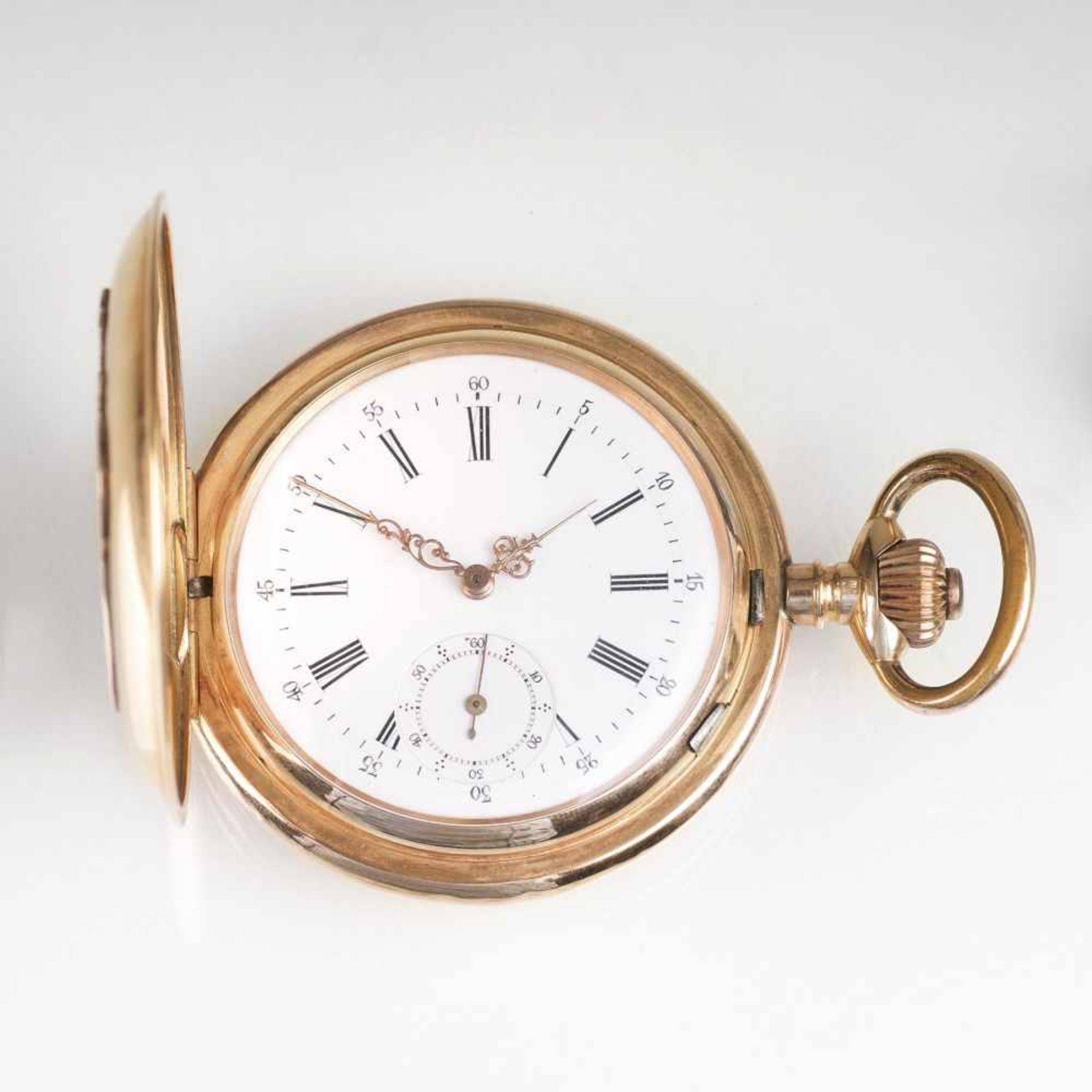 Savonette 'Systeme Glashütte'14 kt. Roségold, gest., num. 6313, gemarkt, Schauseite monogr. PR.