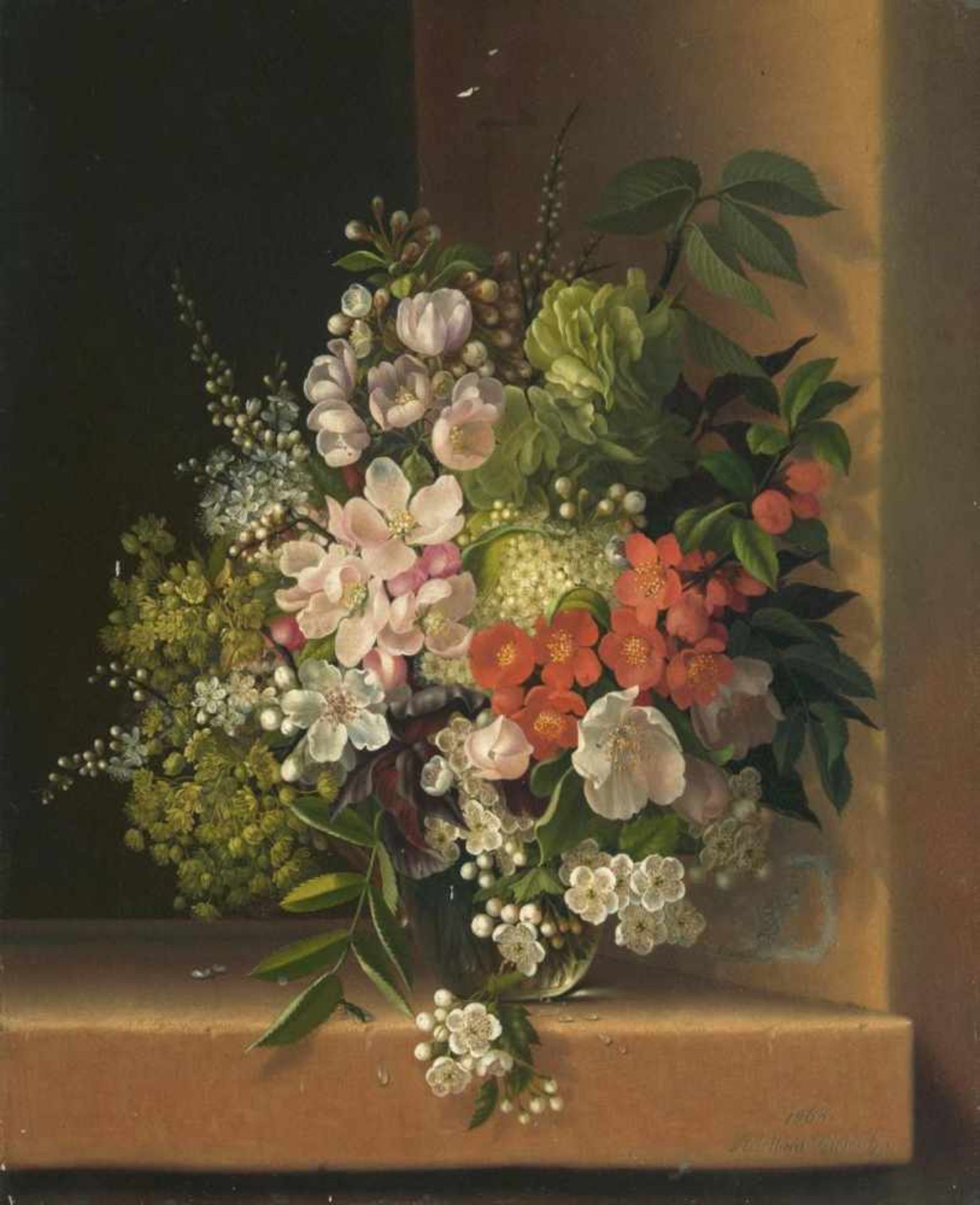 Adelheid Dietrich(Wittenberg 1827 - Erfurt 1891)Blumen in einer VaseÖl/Lw./Holz, 43,5 x 37,5 cm,