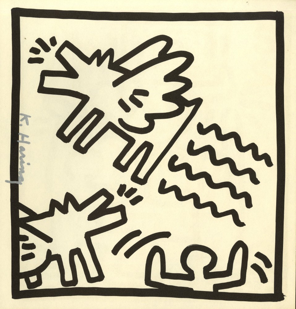 KEITH HARING - Barking Angel Dogs