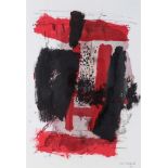 Andre Francois van Vuuren (South African 1945-) ABSTRACT IN RED signed and dated '04 oil on paper