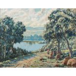 Sydney Carter (South African 1874-1945) VAAL RIVER, PARYS '45 signed oil on canvas 59 by 43cm