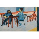 Chojko Mieczyslaw (Polish 1919-1978) COUPLE AT A TABLE signed and dated 51' gouache on paper 33 by