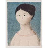 Antonio Bueno (Italian 1918-1984) LADY WITH PEARL EARRING AND CORAL NECKLACE signed lithograph