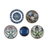 FOUR ROYAL DOULTON ART NOUVEAU CHARGERS comprising: one with floral decoration, inscribed 'Vera