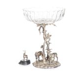A VICTORIAN ELECTROPLATE FIGURAL CENTREPIECE, JAMES DEAKIN & SONS, SHEFFIELD, CIRCA 1880 the base