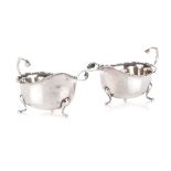 A PAIR OF ENGLISH SILVER SAUCE BOATS, MAPPIN & WEBB, BIRMINGHAM, 1934 of oval form with gadrooned