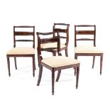 A SET OF THREE REGENCY MAHOGANY SIDE CHAIRS