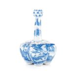 A CHINESE BLUE AND WHITE TULIP VASE, QING DYNASTY, 19TH CENTURY of typical form with five apertures,