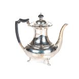 A GEORGE V SILVER COFFEE POT, HARRY ATKIN-ATKIN BROTHERS, SHEFFIELD, 1925 of baluster form with