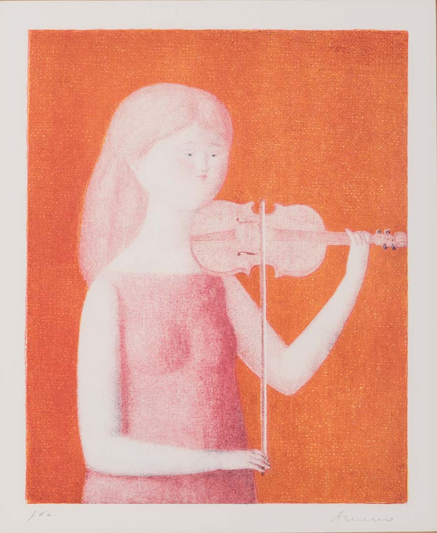 Antonio Bueno (Italian 1918-1984) THE VIOLINIST signed lithograph printed in colours sheet size: