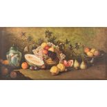 *** Abbate ( 19th/20th Century-) STILL LIFE WITH FRUIT AND FLOWERS signed oil on canvas 58 by 118cm