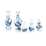 A COLLECTION OF CHINESE BLUE AND WHITE MINIATURE VASES, QING DYNASTY, EARLY 18TH/LATE 19TH CENTURY