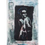Nelson Makamo (South African 1982 -) YOUNG GIRL monotype with pastel on paper, signed and dated 07