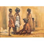 Titta Fasciotti (South African 1927-1993) XHOSA WOMEN signed oil on board 24,5 by 34cm