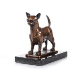 A BRONZE CHIHUAHUA, CARLOS NETO (1955 - ) on a marble plinth base, limited edition 2 of 4, signed
