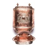 AN ANTIQUE FRENCH COPPER LAVABO, EARLY 19TH CENTURY The central front panel of the upper storage