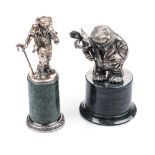 TWO CONTINENTAL SILVER MINIATURE FIGURINES, .925 STANDARD, 20TH CENTURY one realistically modelled